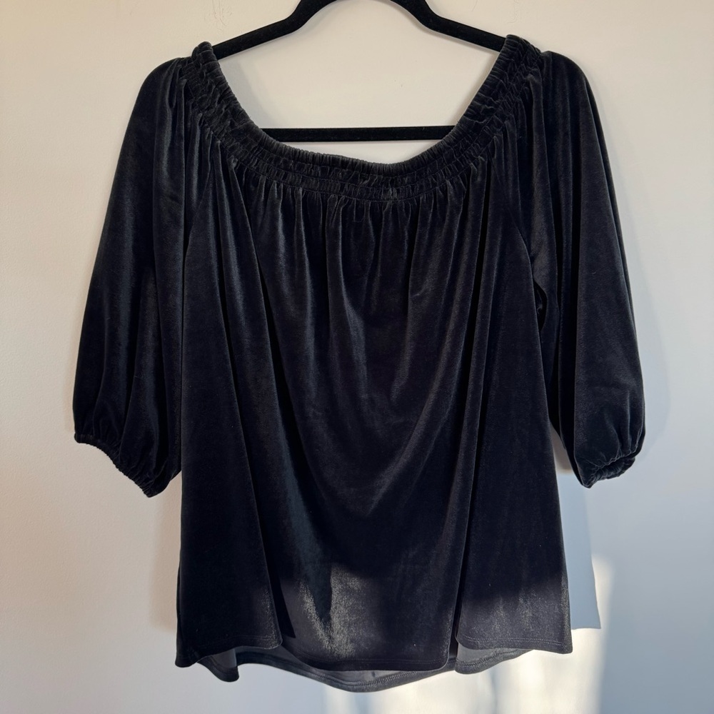 J. Jill Elegant Gray/Black Velvet Ruched Women's Top Size XL